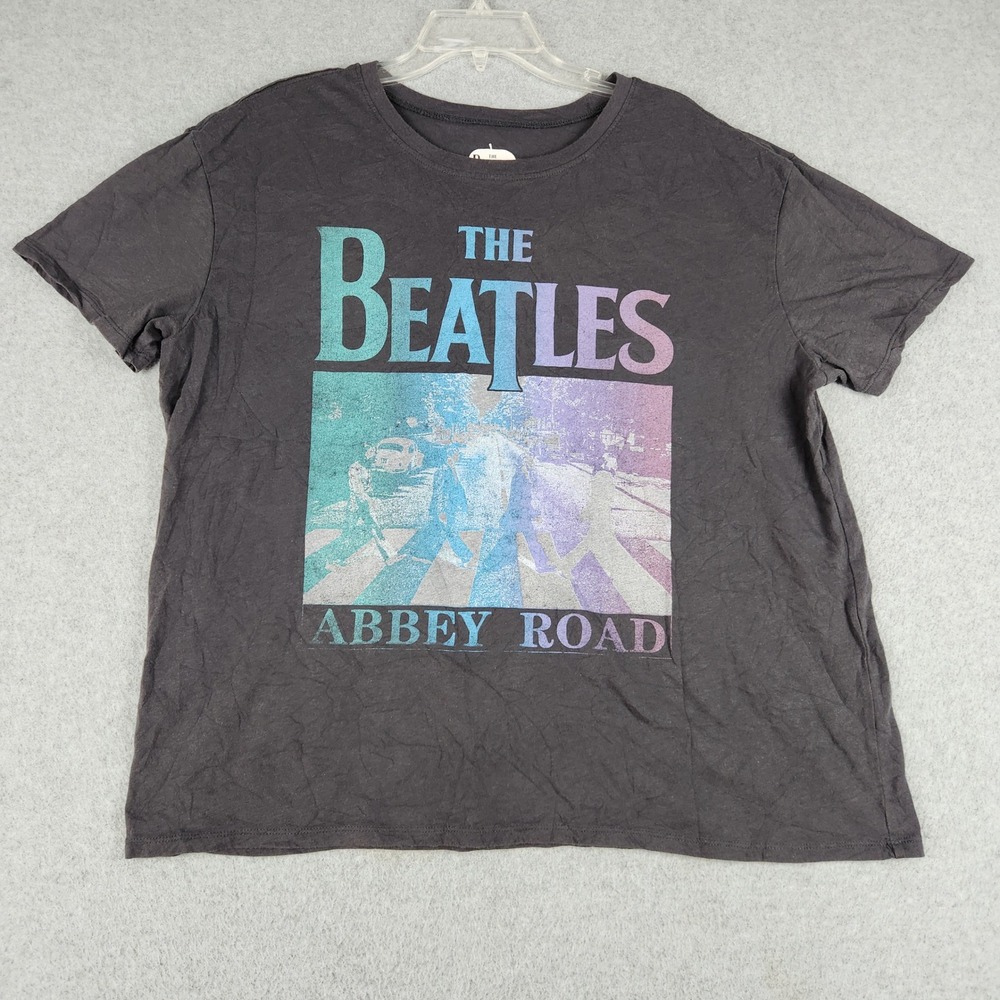 The Beatles Abbey Road T-Shirt Men XL Black Graphic Short Sleeve Cotton Crewneck